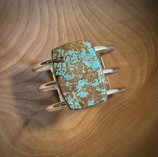 Large Turquoise Stone and Sterling Silver Cuff