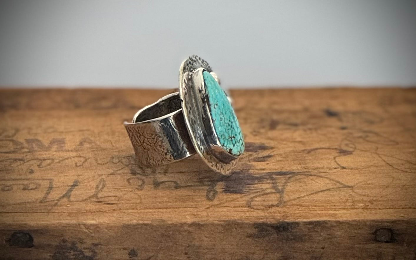 Riverstone Turquoise And Sterling Silver Ring