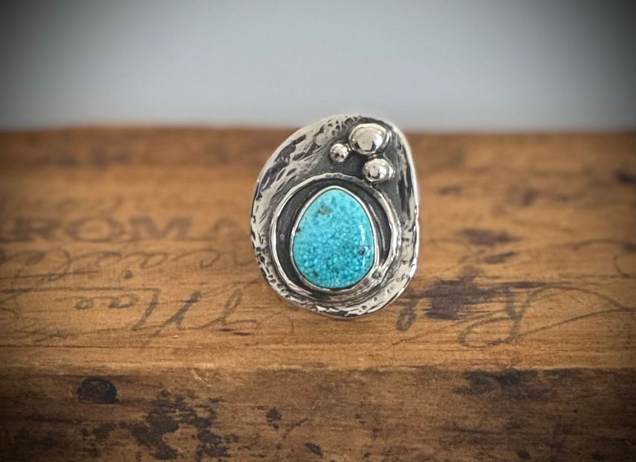 Moonlit Tide Turquoise And Sterling Silver Ring