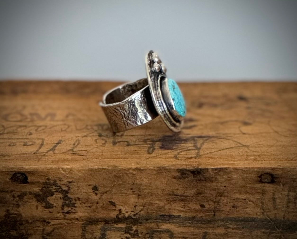 Moonlit Tide Turquoise And Sterling Silver Ring