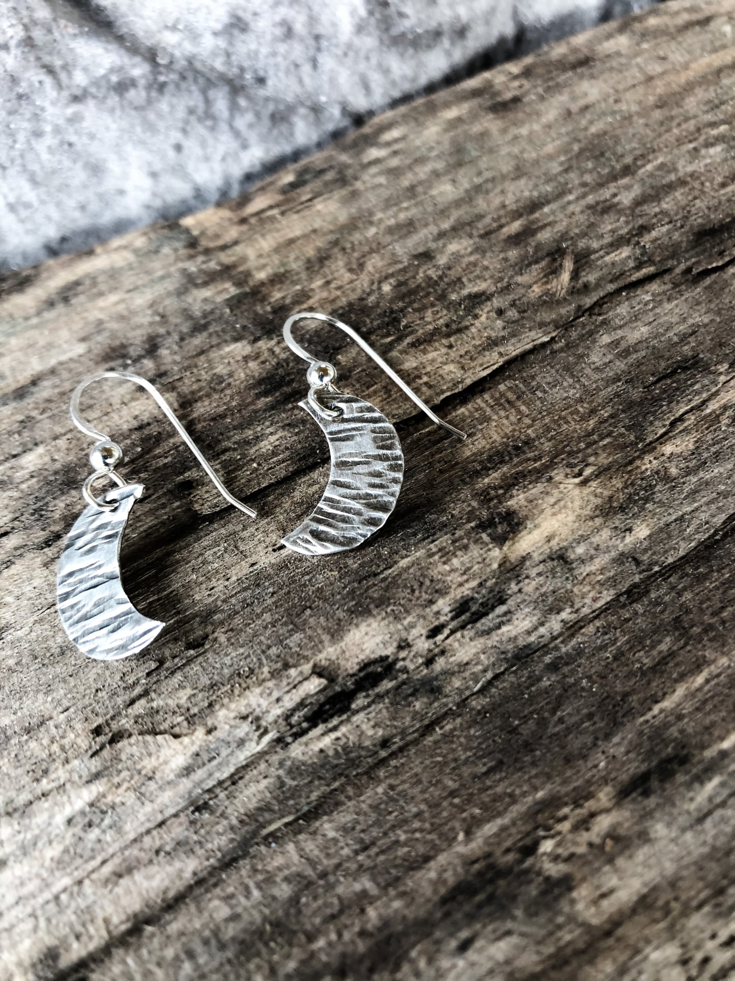 Crescent Moon Hammered Earrings