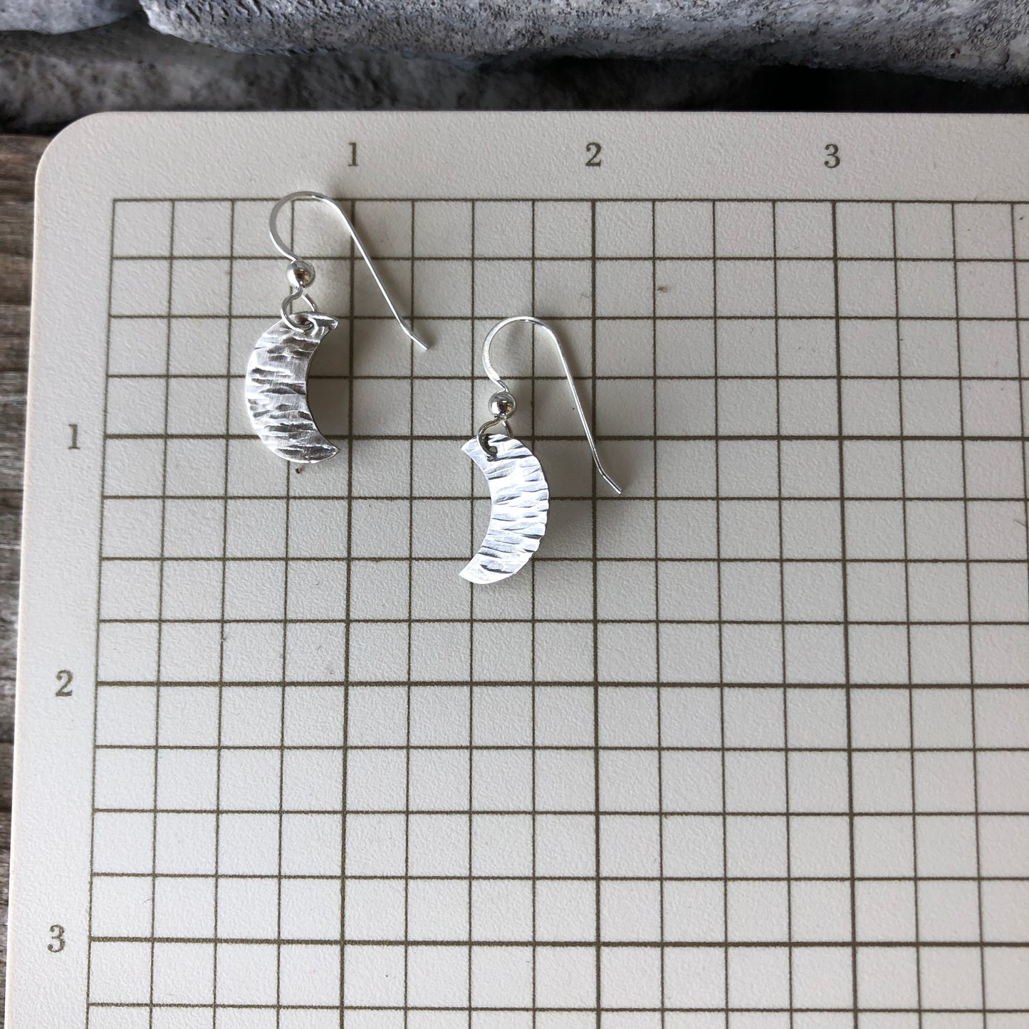 Crescent Moon Hammered Earrings